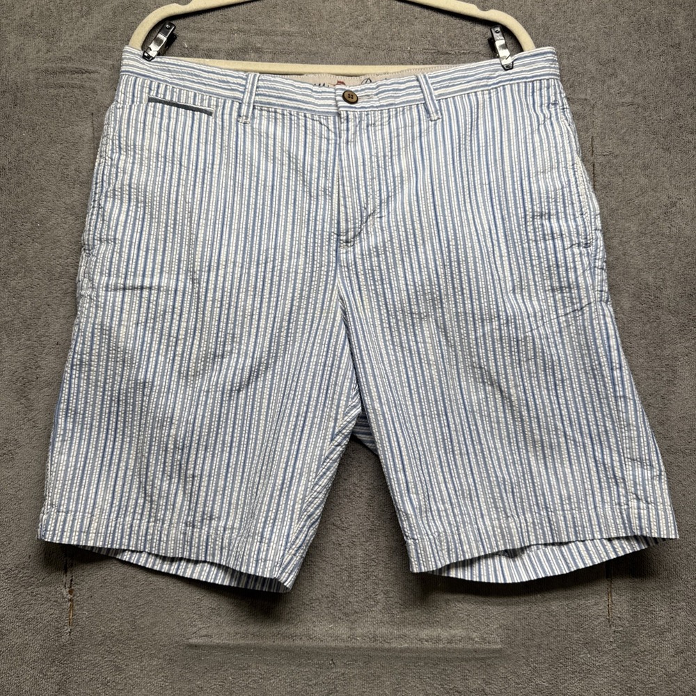 Tommy Bahama Men's‎ Seersucker Shorts Blue White Stripe Size 35 Coastal Resort